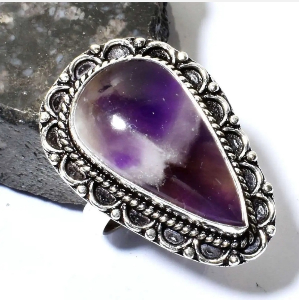 New size 8.25 amethyst sterling silver ring